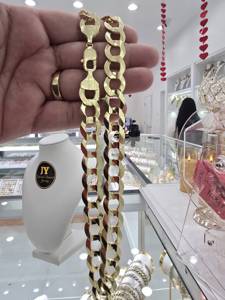 10K SOLID CUBAN CURB FLAT CHAIN – 24" 15MM – JY Jewelry Wholesale
