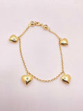 14K ROLO BRACELET WITH HEARTS PENDANTS – 7" – JY Jewelry Wholesale