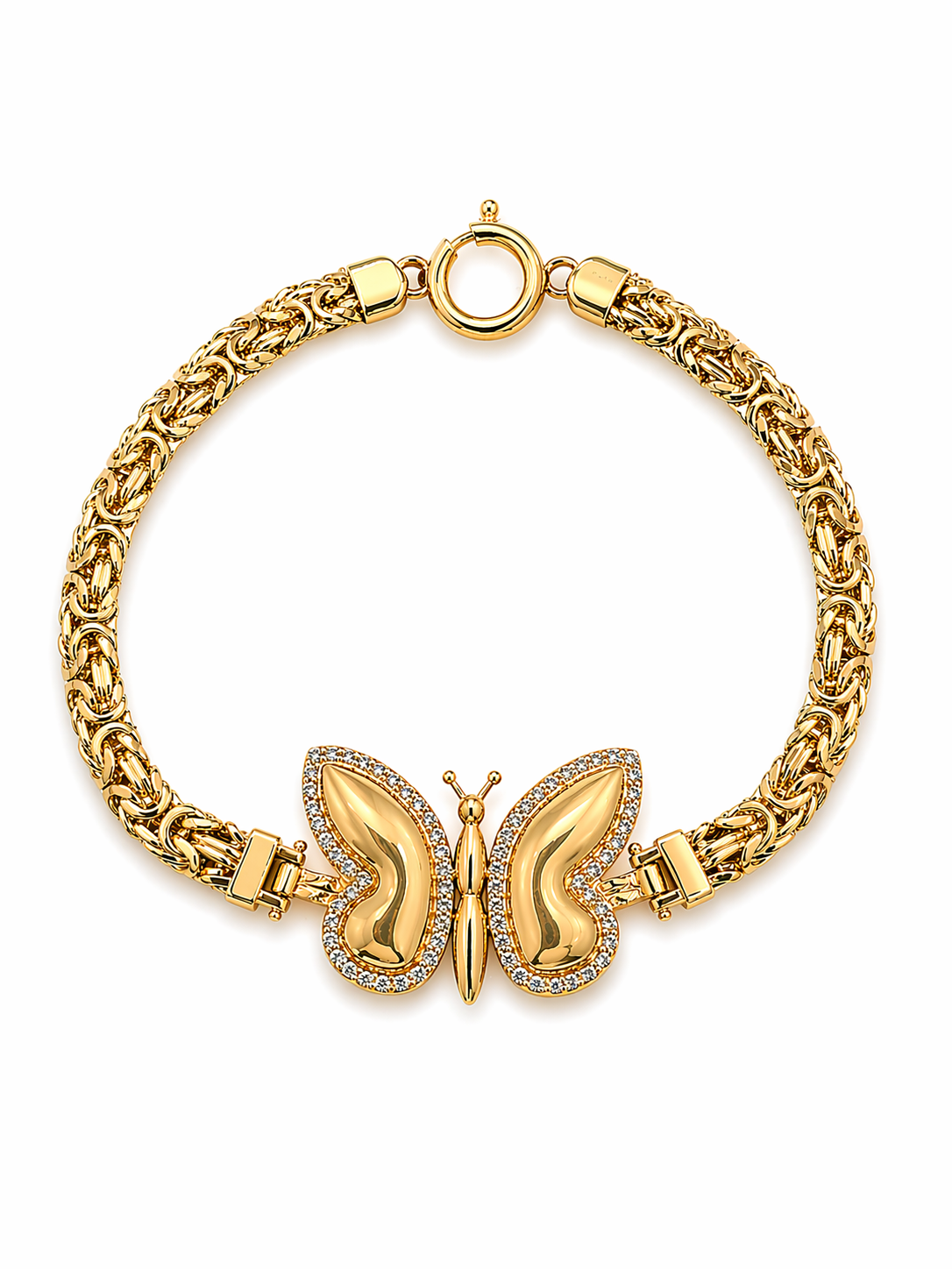 10K ELEGANT LARGE BUTTERFLY BYZENTINE BRACELET – 8" – JY Jewelry Wholesale