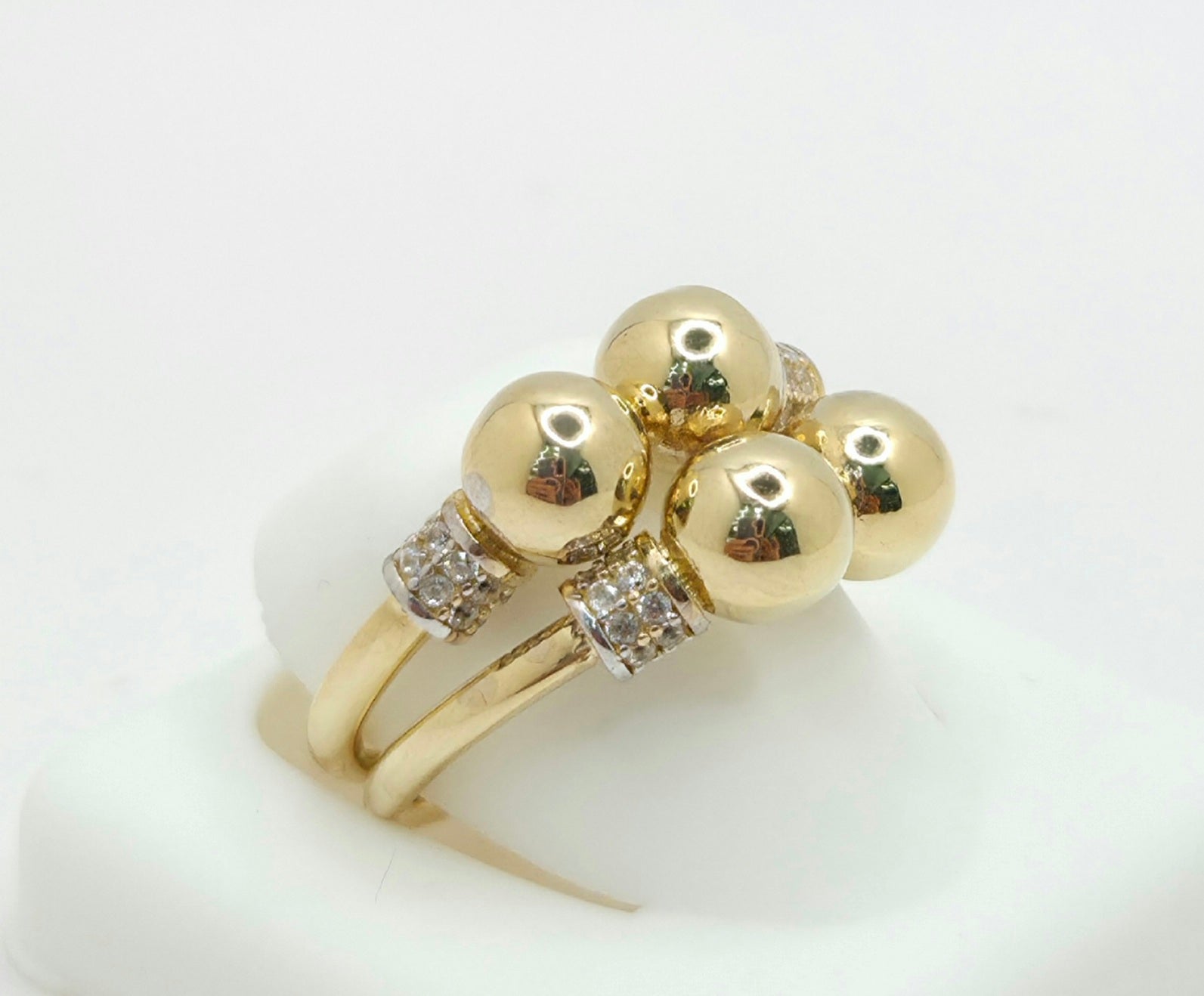 14K CZ SMALL BALLS RING – 8 – JY Jewelry Wholesale
