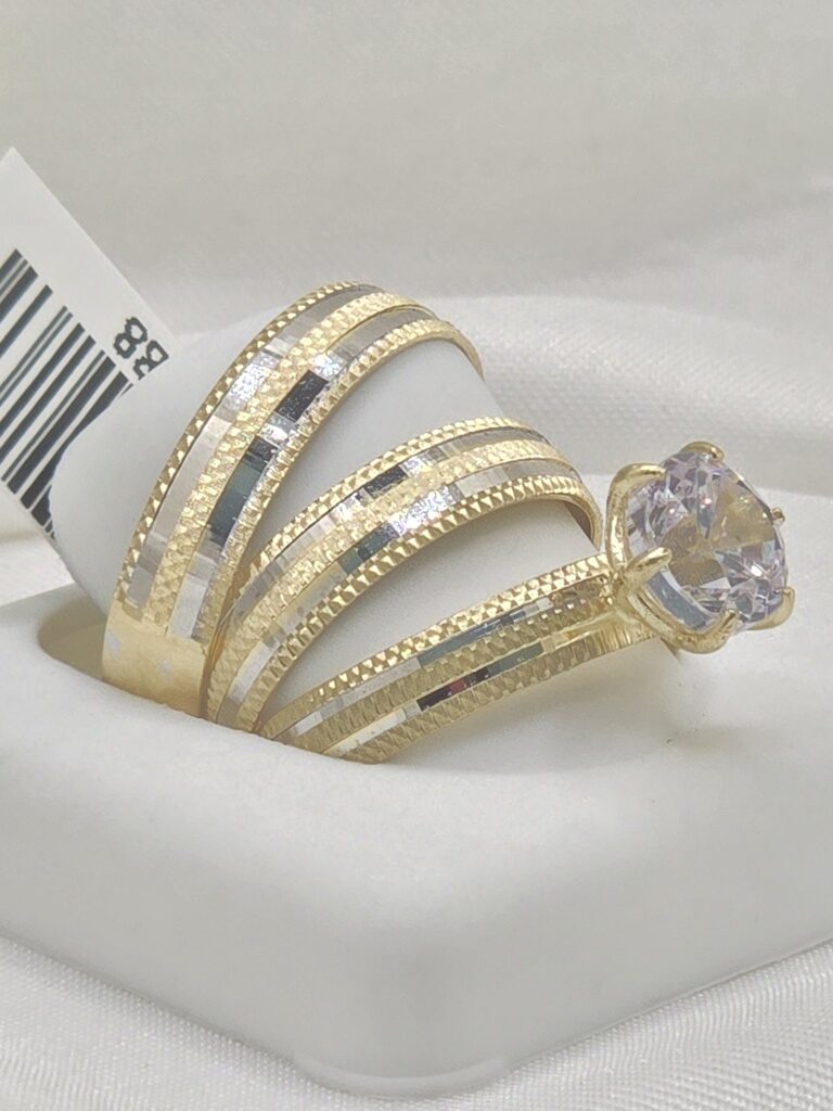 14K WHITE SPARKLIN DETAIL WOMAN'S ENGAGEMENT RING – 7 & 8 – JY Jewelry Wholesale
