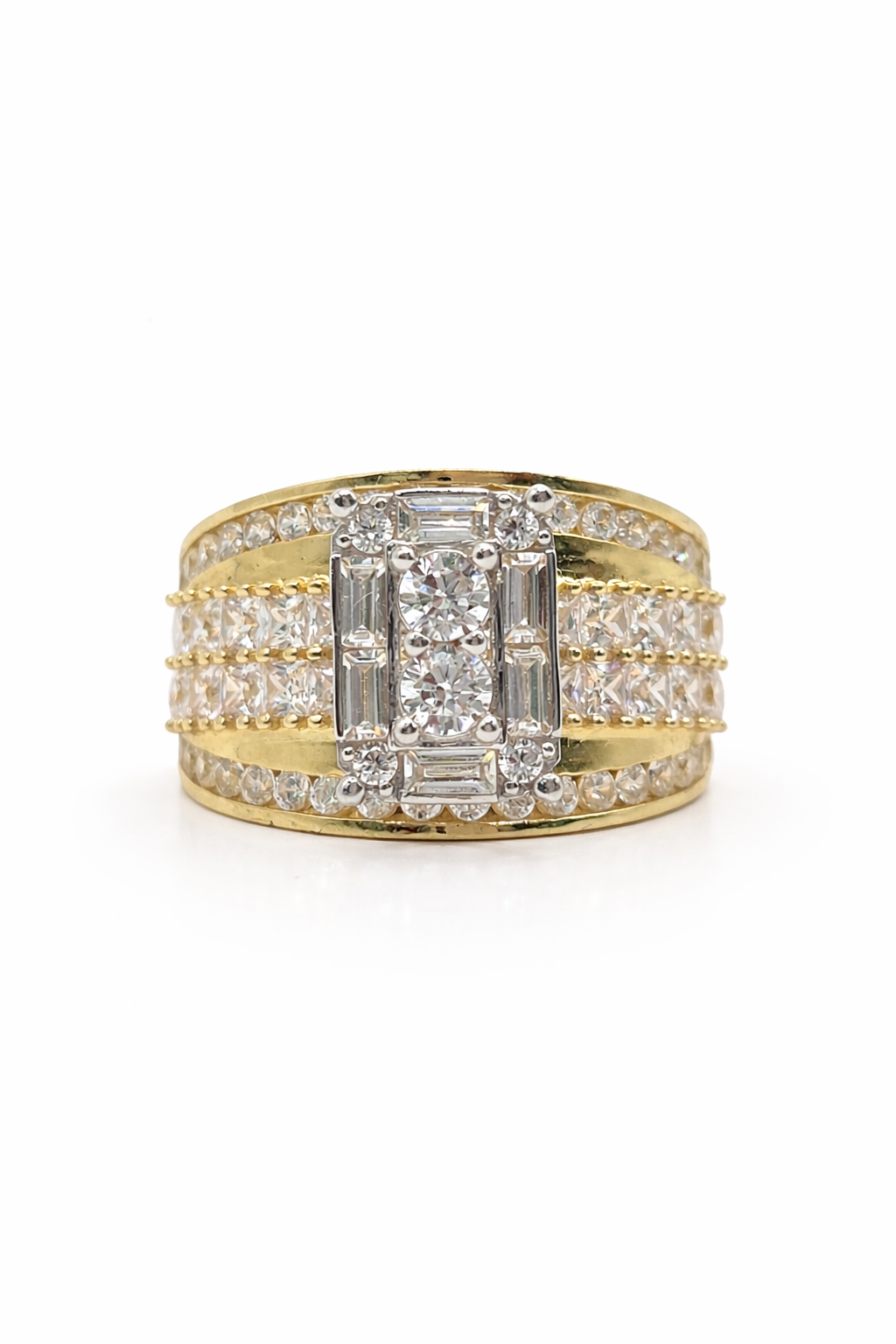 10K ELEGANT CZ & BAGUETTE RECTANGULAR PROMISE RING – 7 & 9 – JY Jewelry Wholesale