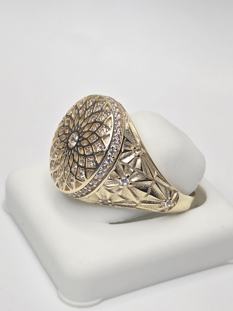 14K MANDALA DESIGN SMALL ROSETTA MAN'S RING – 12 – JY Jewelry Wholesale