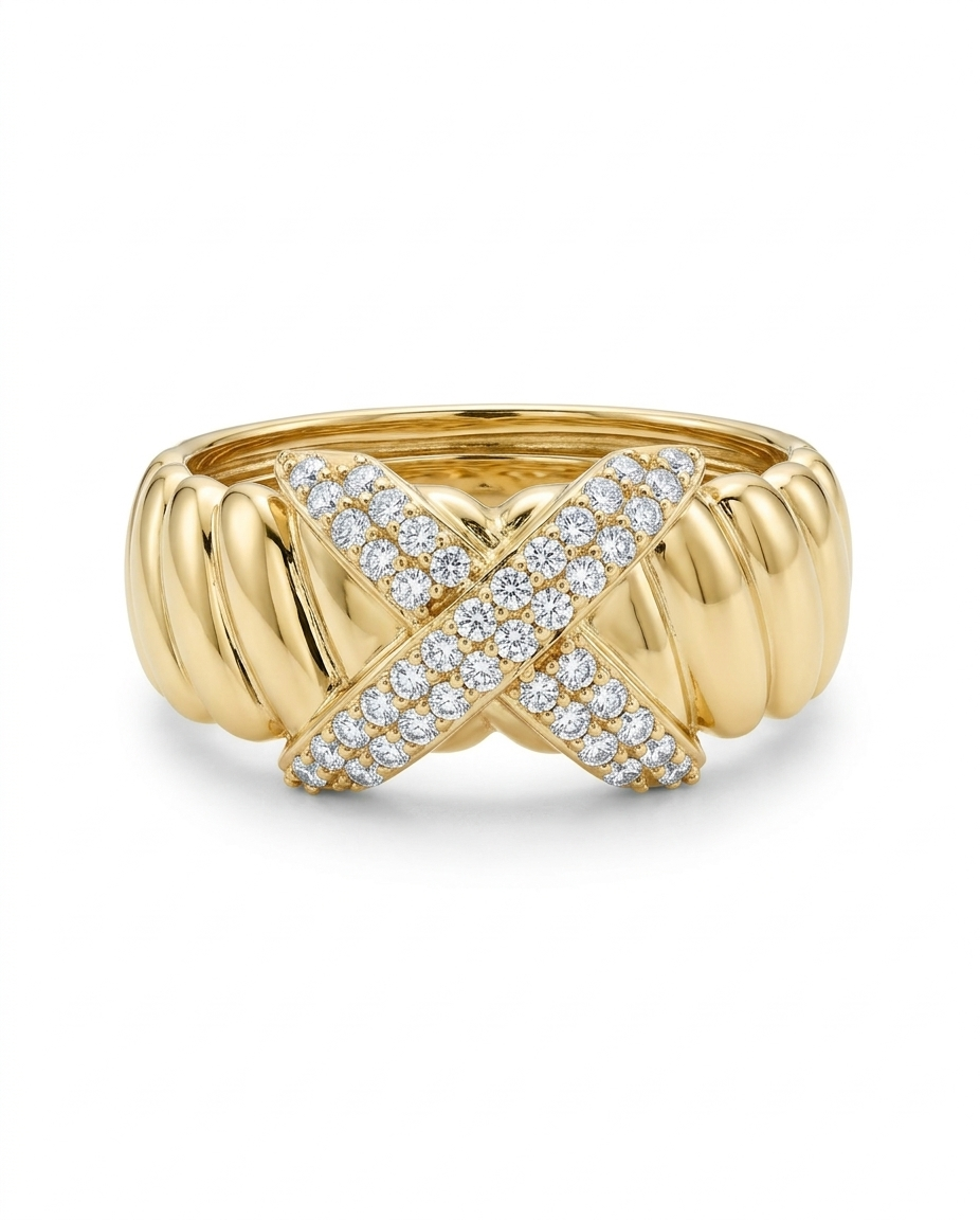 14K BEAUTIFUL RING WITH A FULL CZ X – 7 – JY Jewelry Wholesale