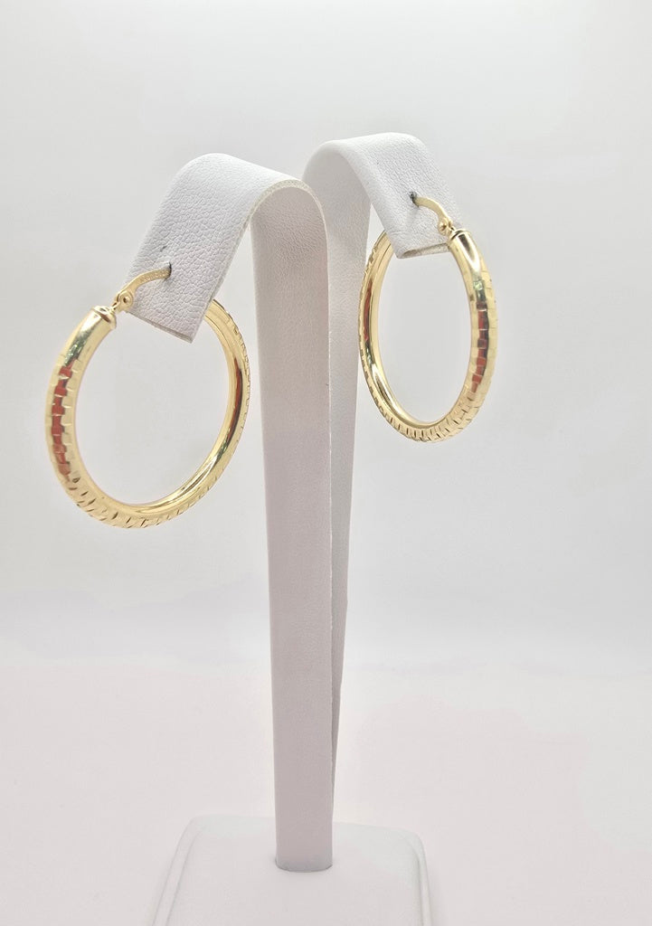 10K SQUARE CUT HOOPS EARRINGS – 4 3MM – JY Jewelry Wholesale