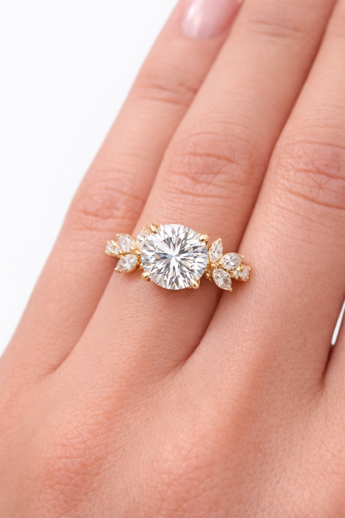 14K CERTIFIED YELLOW GOLD LGD 1CT MAIN STONE ROUND CHAPE FANCY ENGAGEMENT RING 1CT MAIN STONE – 7 – JY Jewelry Wholesale