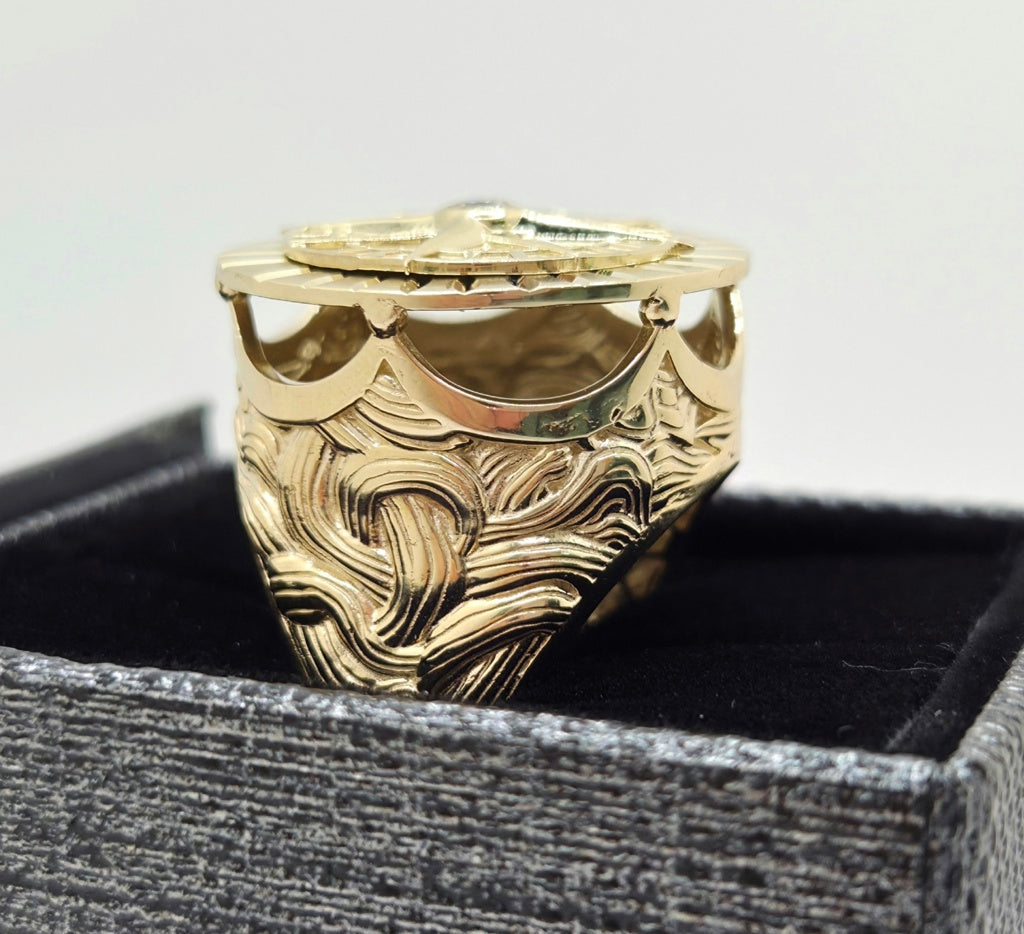 10K DIAMOND CUT DETAIL COMPASS ROSE MEN'S RING – 12 – JY Jewelry Wholesale