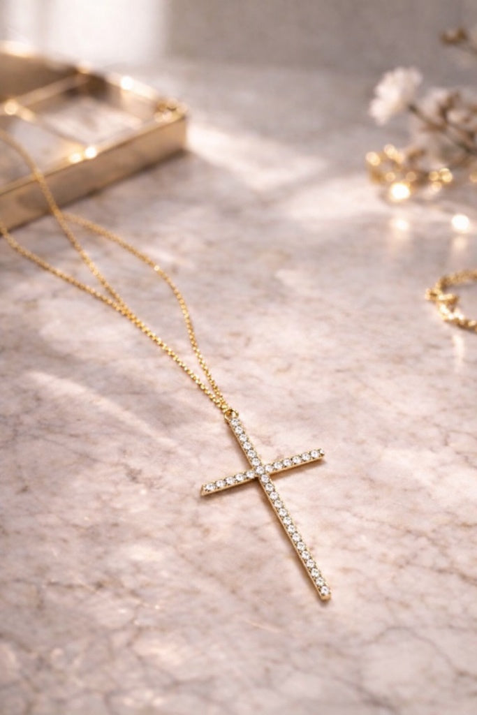 10K CZ CROSS CHAIN – 16" – JY Jewelry Wholesale