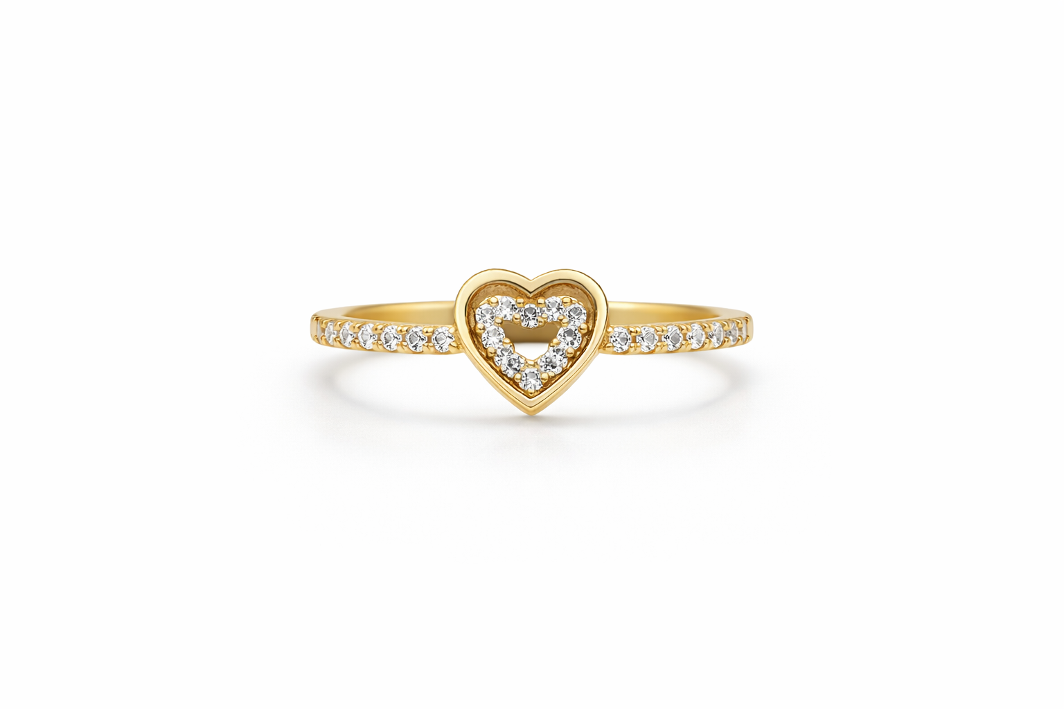 10K DELICATE HEART RING WITH A SMALL CZ HEART – 7 – JY Jewelry Wholesale