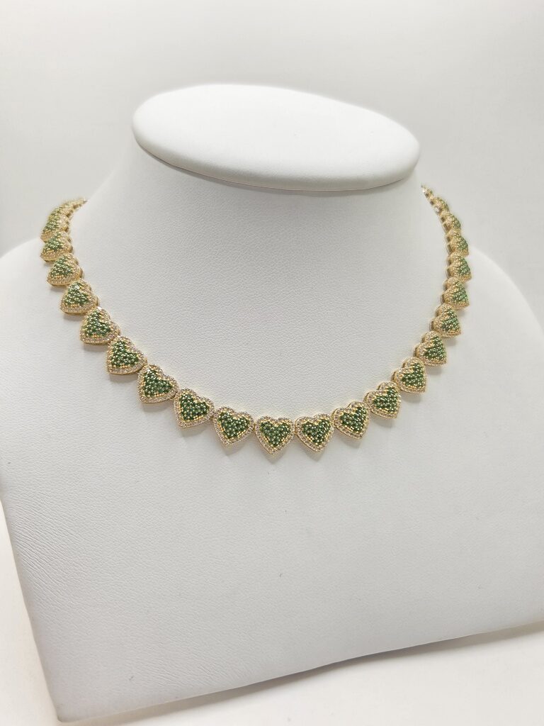 10K GREEN HEART NECKLACE CZ – 18" – JY Jewelry Wholesale
