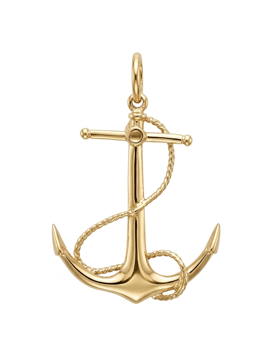 10K YELLOW GOLD ANCHOR PENDANT – MEDIUM – JY Jewelry Wholesale