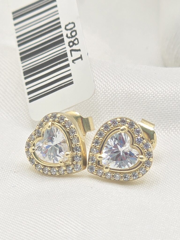 14K SMALL DELICATE HEART STONE INSIDE EARRINGS – JY Jewelry Wholesale