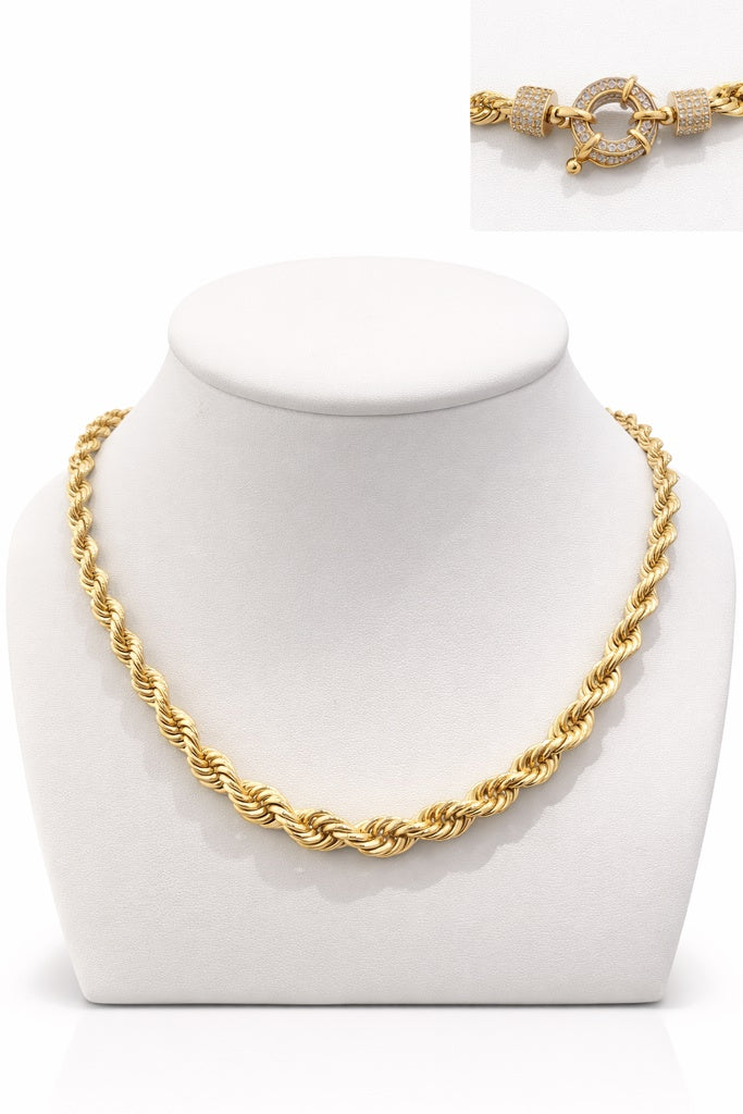 14K GRADUATED HOLLOW ROPE CHAIN – 5-9MM 20" – JY Jewelry Wholesale