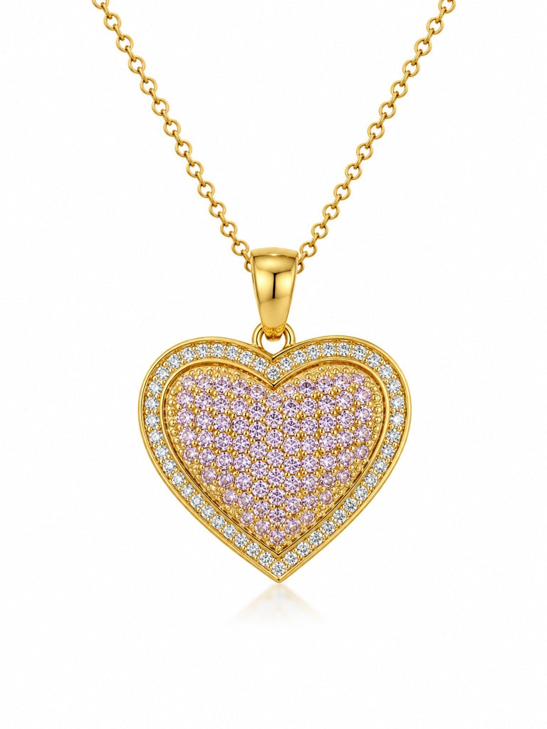 10K PINK CZ LARGE HEART PENDANT – JY Jewelry Wholesale