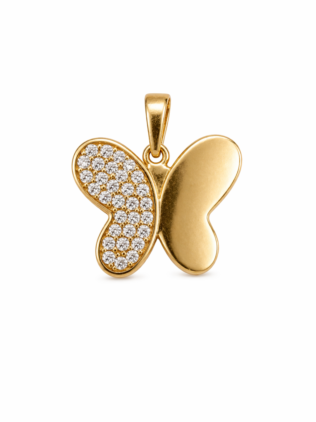 14K HALF CZ BUTTERFLY PENDANT – SMALL – JY Jewelry Wholesale