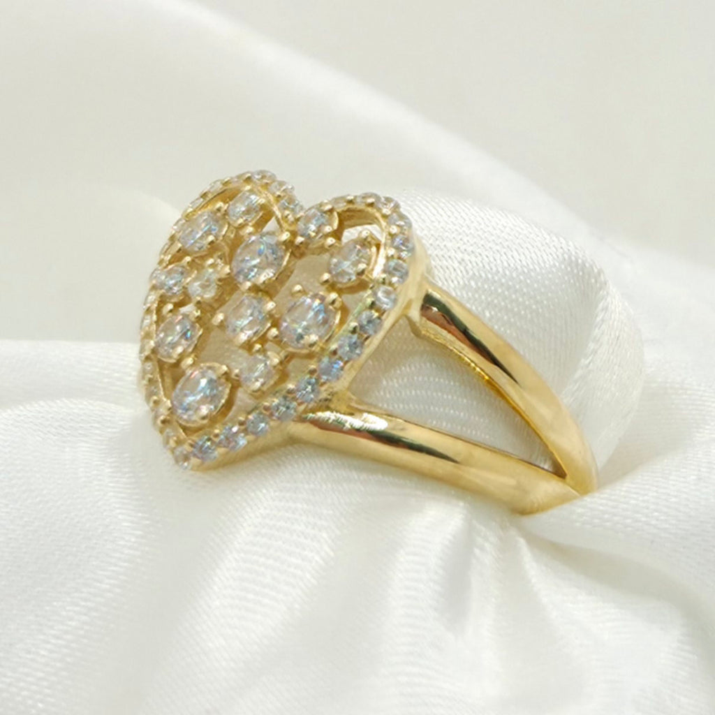 10K WHITE STONES HEART RING CZ – 7-8 – JY Jewelry Wholesale