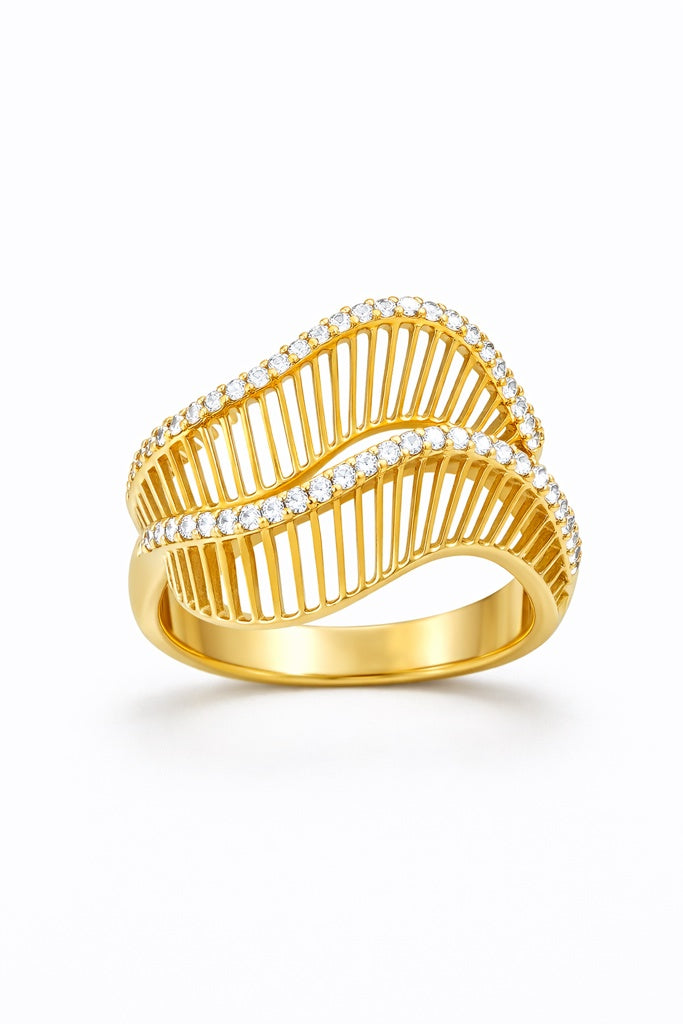 14K CZ DETAIL MODERN SHELL WOMAN'S RING – 7 – JY Jewelry Wholesale