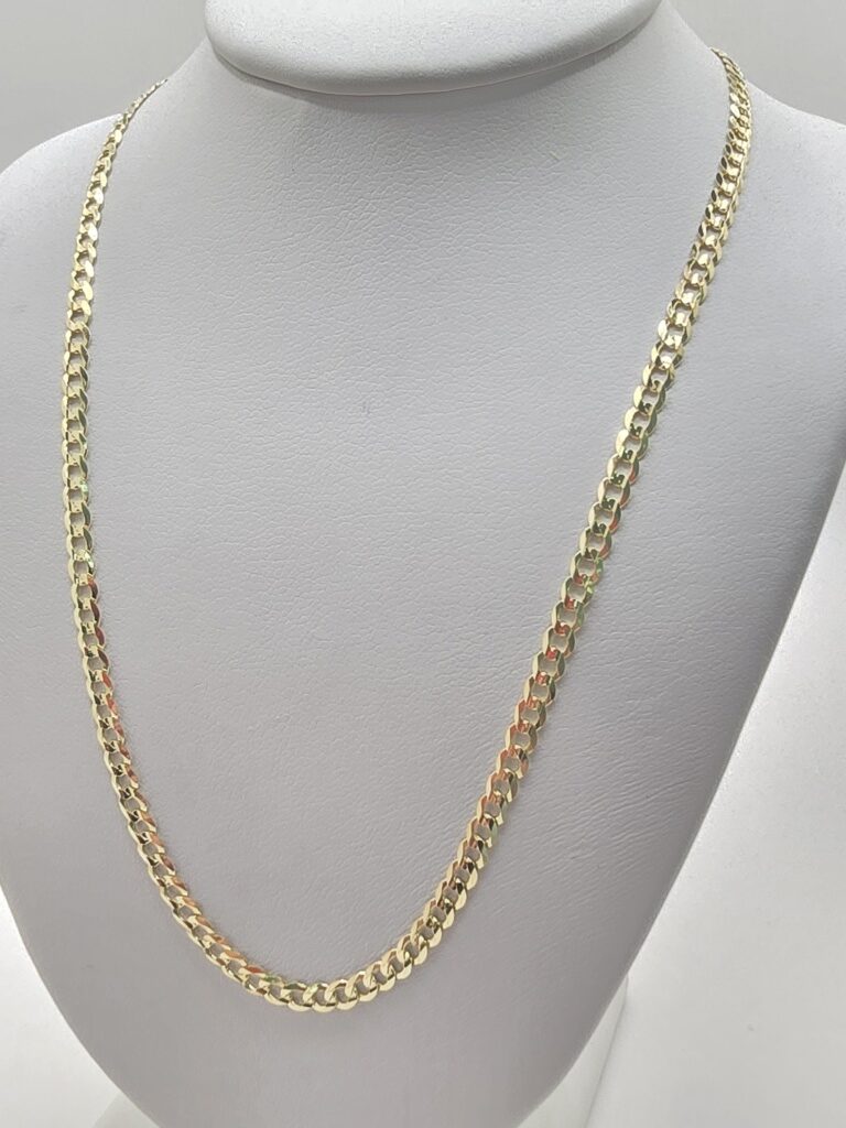 10K SOLID CUBAN CURB FLAT CHAIN – 22" 3MM – JY Jewelry Wholesale