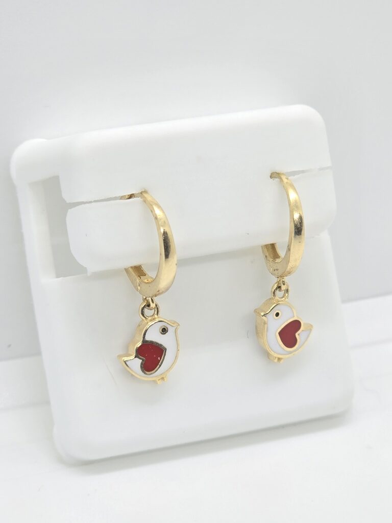 10K WHITE&RED LITTLE BIRD HOOP EARR – JY Jewelry Wholesale