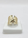10K FANCY LEAVES SILHOUETTES BACK DESIGN X DETAIL CENTER RING – 7-8 – JY Jewelry Wholesale