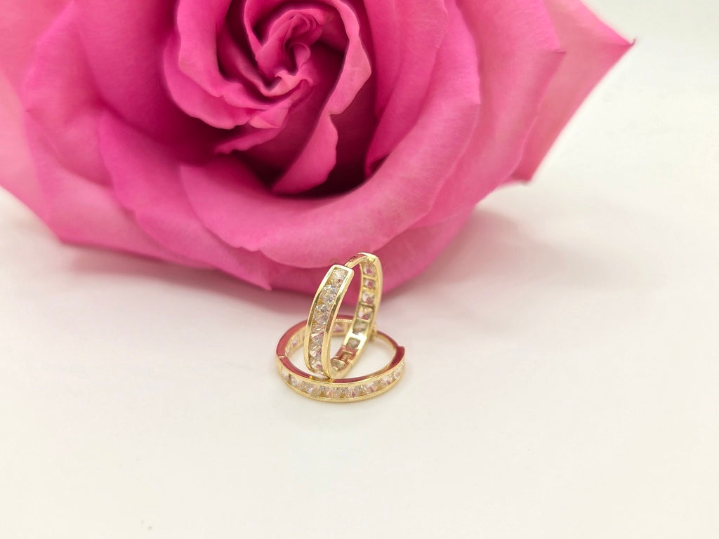 14K CZ DETAIL HOOPS EARRINGS – 2 – JY Jewelry Wholesale
