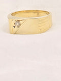 14K Yellow Gold Men's Textured Band with Diamond Accent – Classic Vintage Design – 9.5 – JY Jewelry Wholesale
