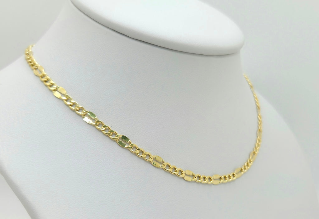 10K HOLLOW MIRRIOR CURB CHAIN – 18" 3.5MM – JY Jewelry Wholesale