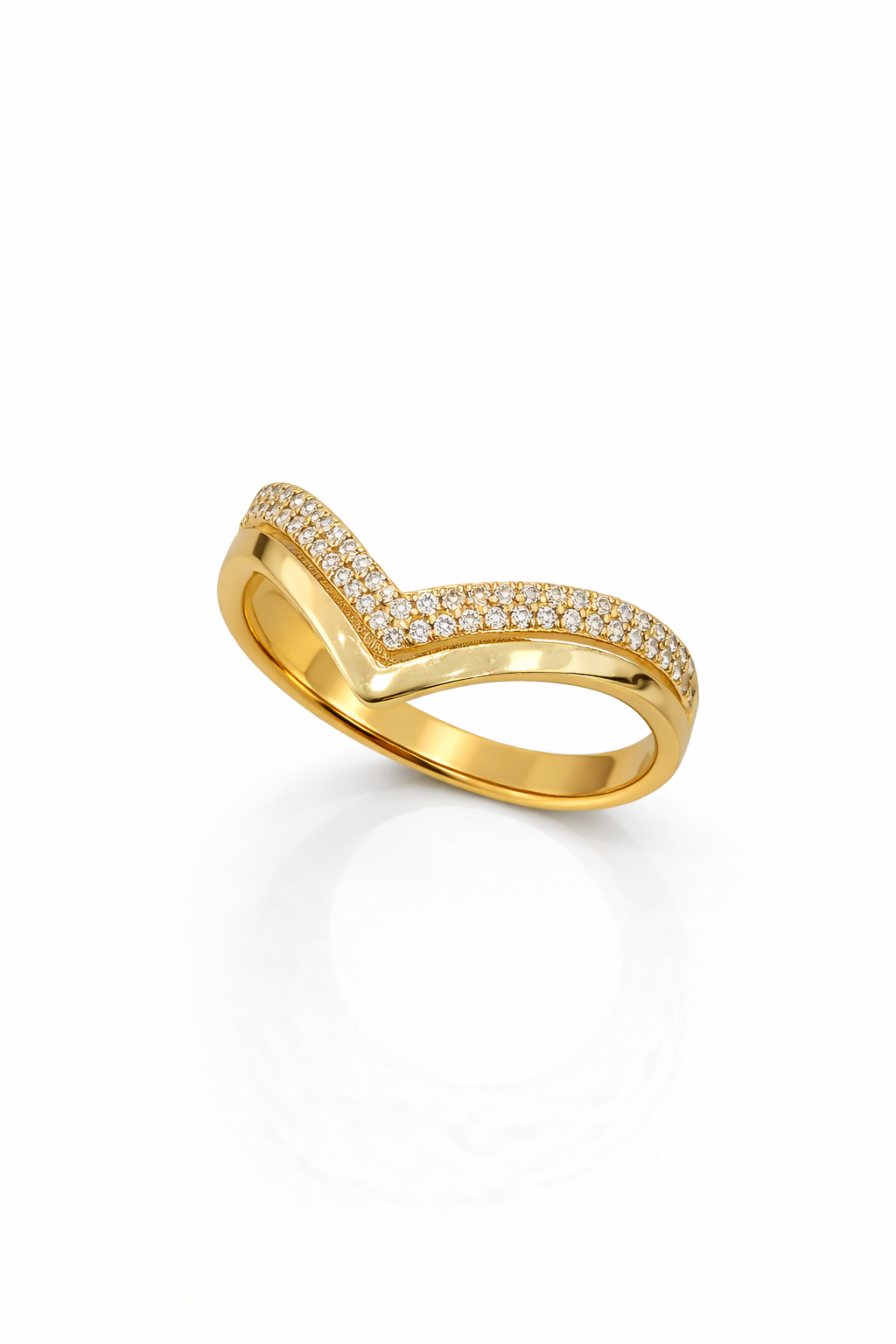 14K YG MODERN CZ "V" SHAPE RING – JY Jewelry Wholesale