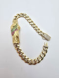 10K MONACO STYLE BRACELET WITH SAN JUDAS – 7.5" 7.5MM – JY Jewelry Wholesale