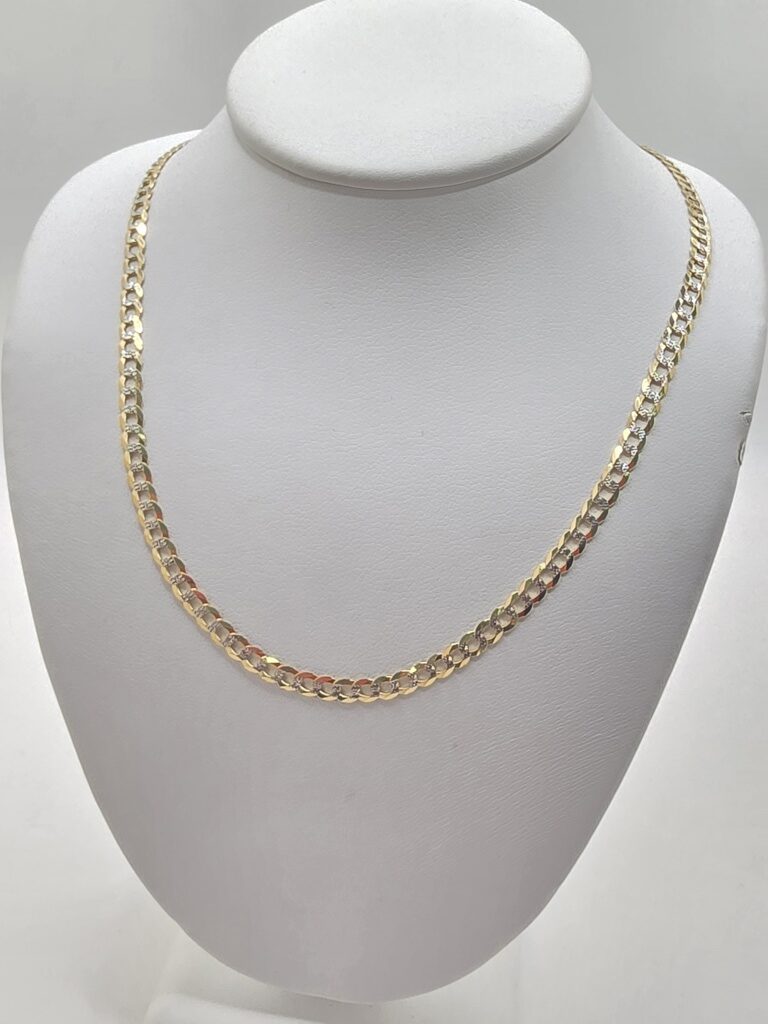 10K TWO TONE CUBAN CURB FLAT CHAIN – 19" 3MM – JY Jewelry Wholesale