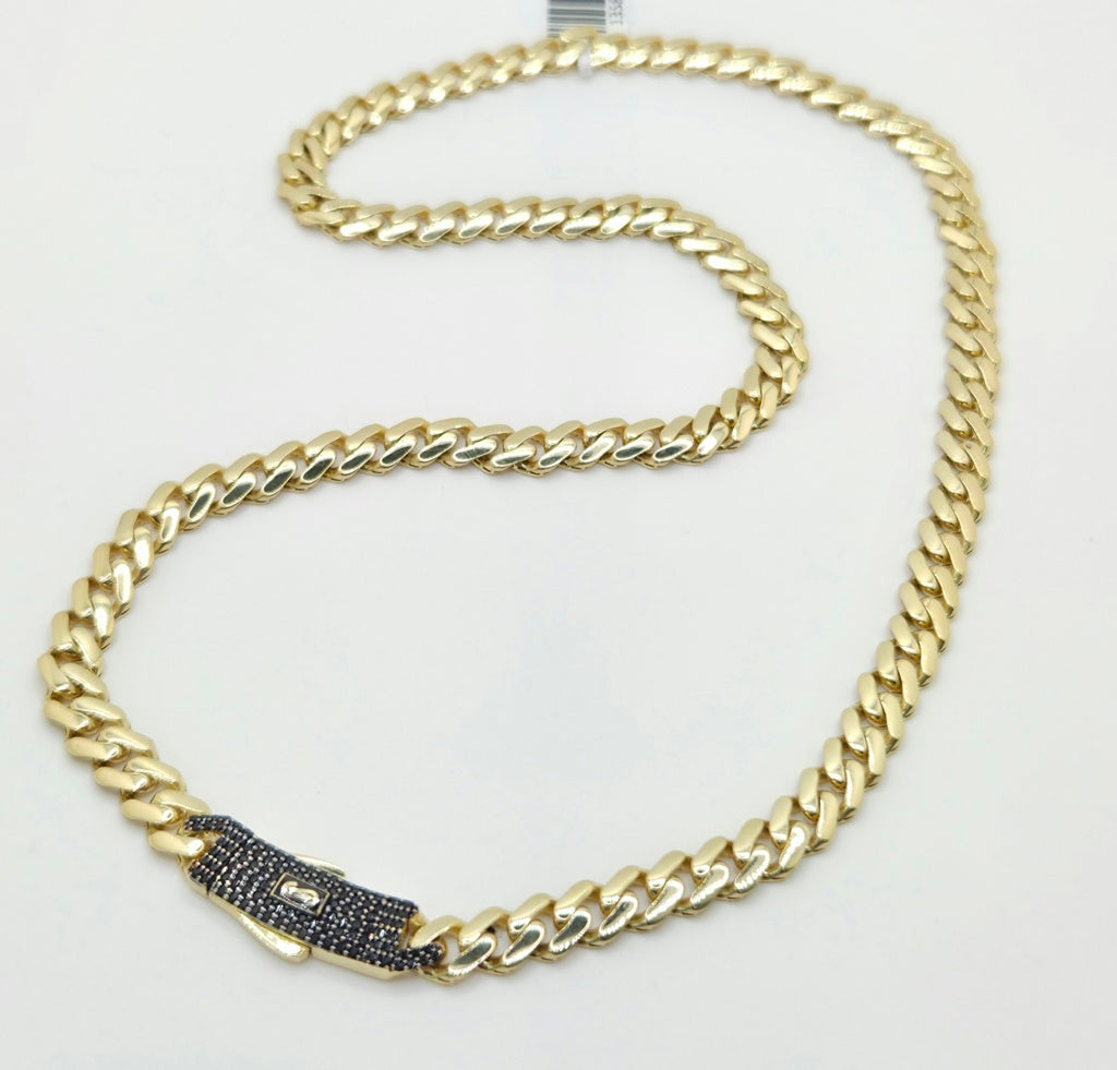 10K CERTIFIED MONACO CHAIN BLACK CZ CLOSURE – 22" 6.5MM – JY Jewelry Wholesale