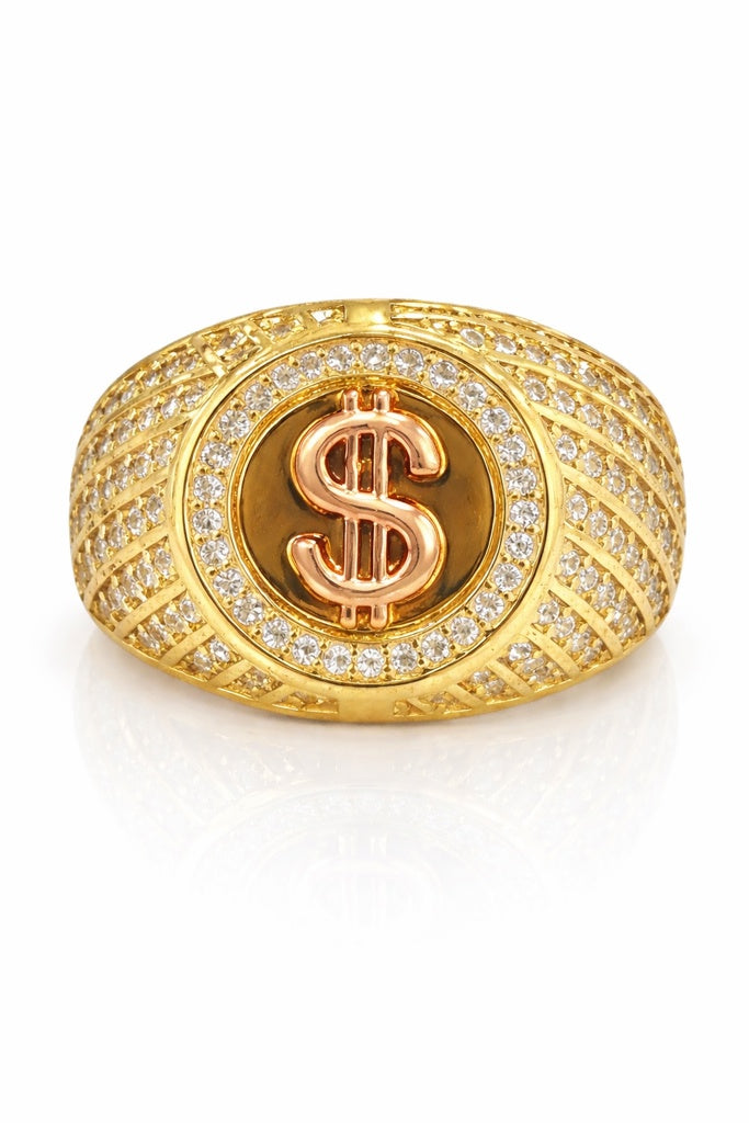 14K CIRCULAR RING WITH A MONEY SIGN AND DETAILS OF CZ – 12.5 – JY Jewelry Wholesale