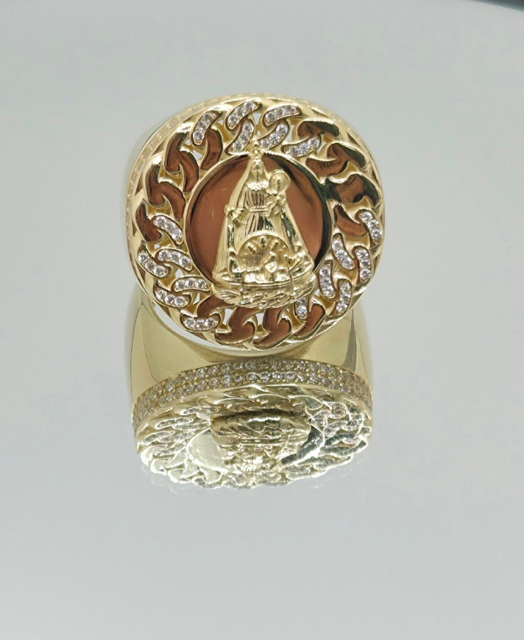 10K CHAIN DETAIL ROUND CARIDAD RING – 12 – JY Jewelry Wholesale