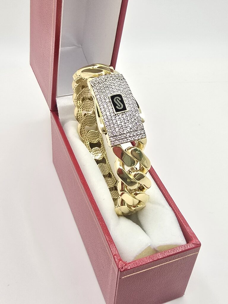 10K CERTIFIED MONACO BANGLE CZ CLOSURE – 13.5MM – JY Jewelry Wholesale