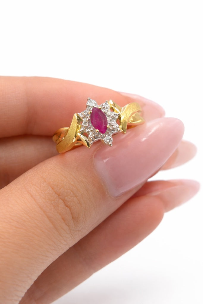 10K DIAMOND AND RUBI DELICATE WOMAN'S RING – 7 – JY Jewelry Wholesale