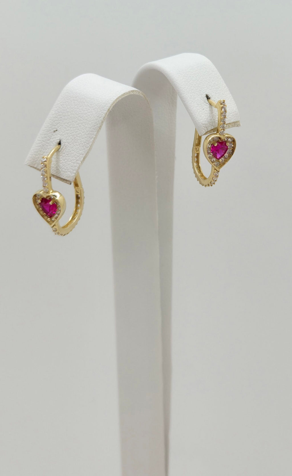 10K DELICATE PINK CZ HEART HOOPS EARRINGS – JY Jewelry Wholesale