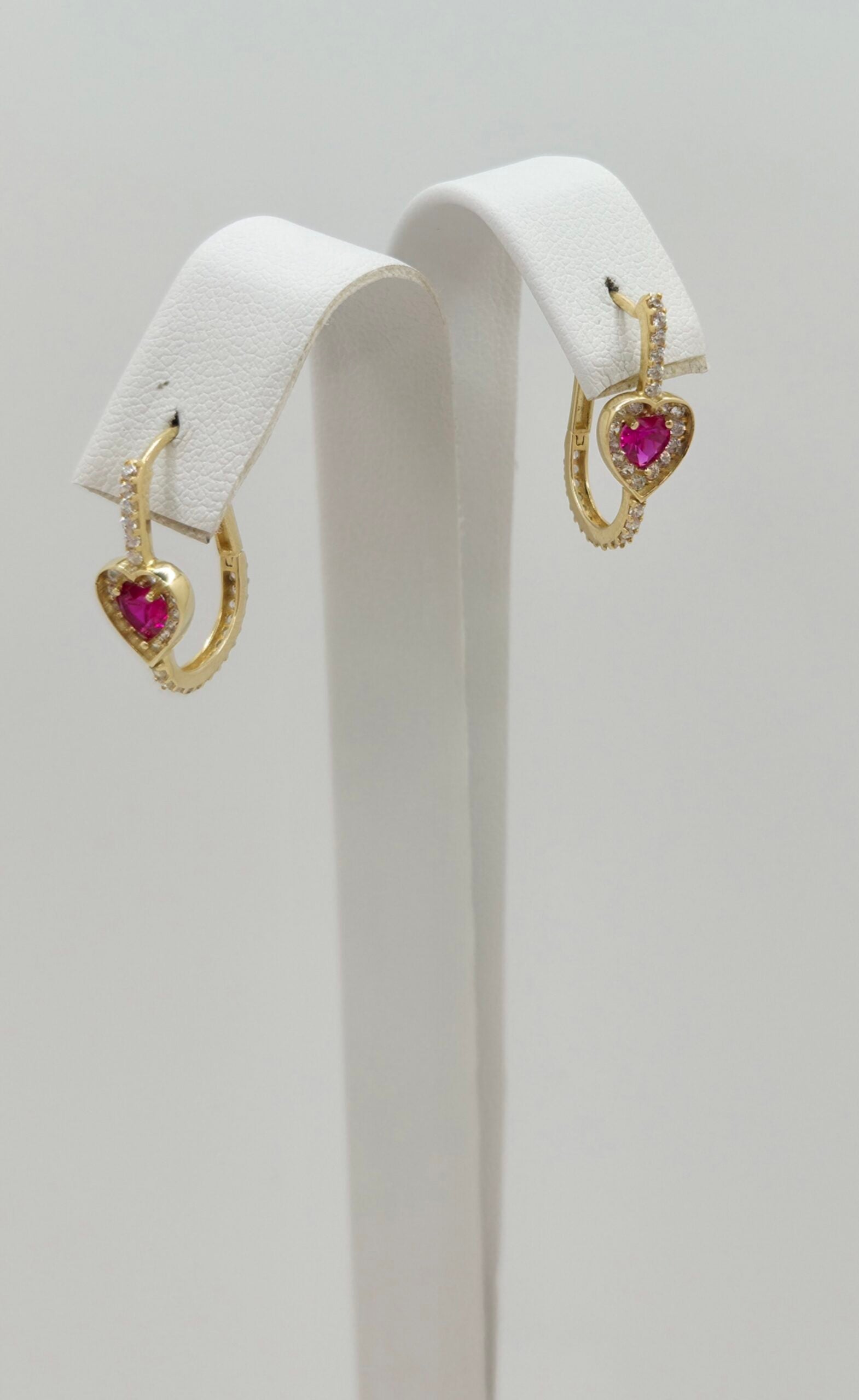 10K DELICATE PINK CZ HEART HOOPS EARRINGS – JY Jewelry Wholesale