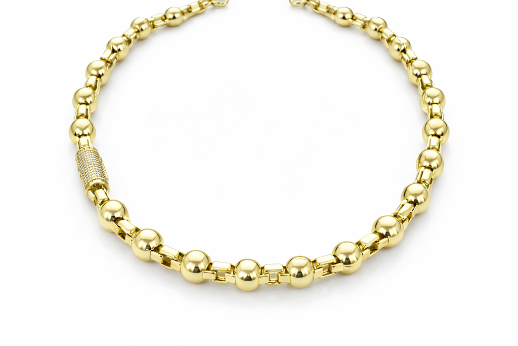 10K MODERN PAPER CLIP-BEADS CHAIN – 20" 6MM – JY Jewelry Wholesale