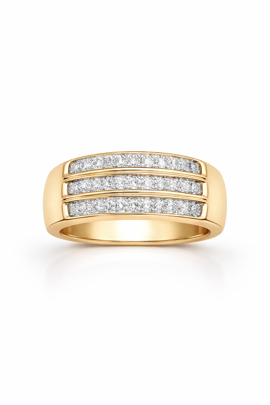 10K ELEGANT THREE ROW DIAMOND WOMAN'S RING – 7 – JY Jewelry Wholesale