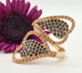 14K BROWN AND BLACK CZ ASYMETRIC RING – 7 & 8 – JY Jewelry Wholesale