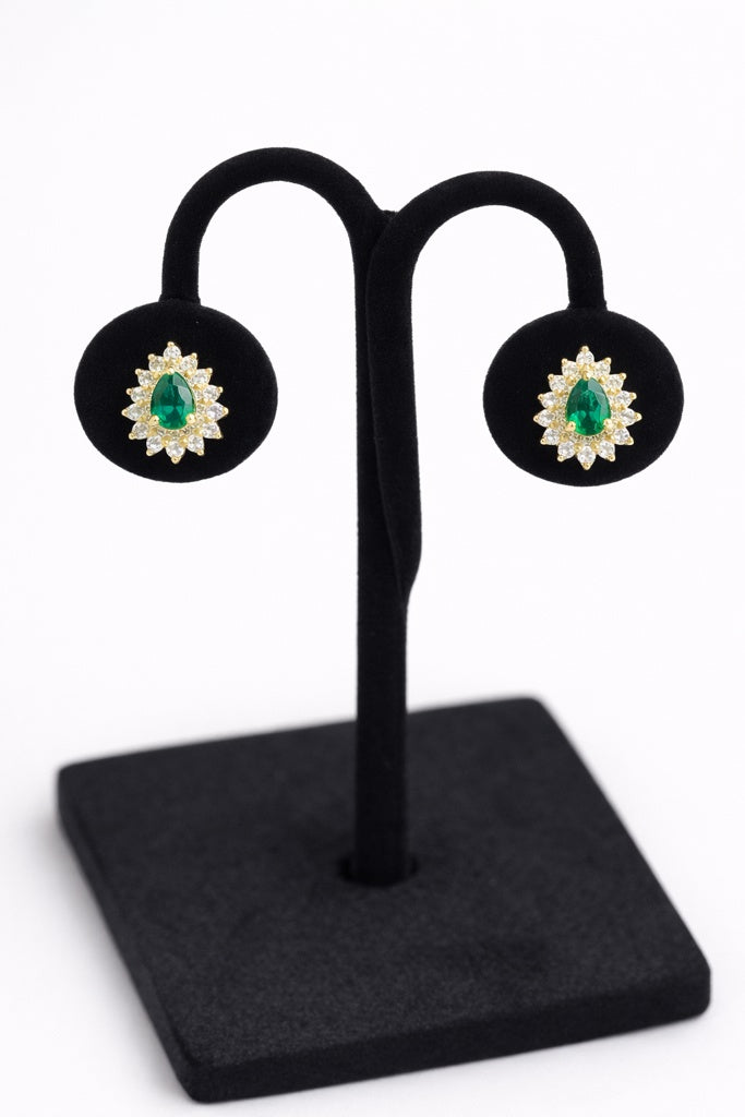 10K GREEN DROP STONE ELEGANT EARRINGS – JY Jewelry Wholesale