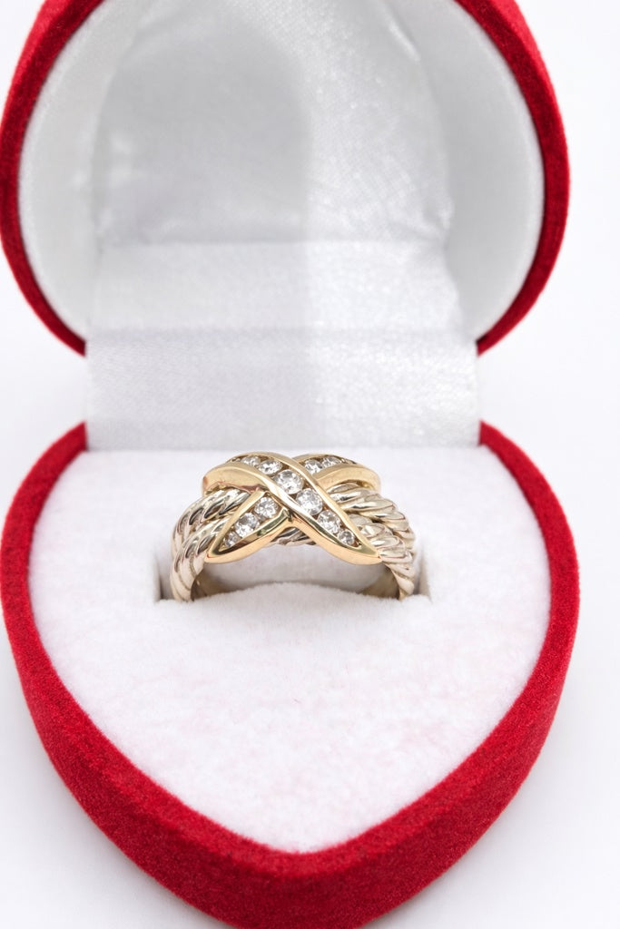 10K ROPE AND X DETAIL DIAMOND MODERN RING – 5.5 – JY Jewelry Wholesale