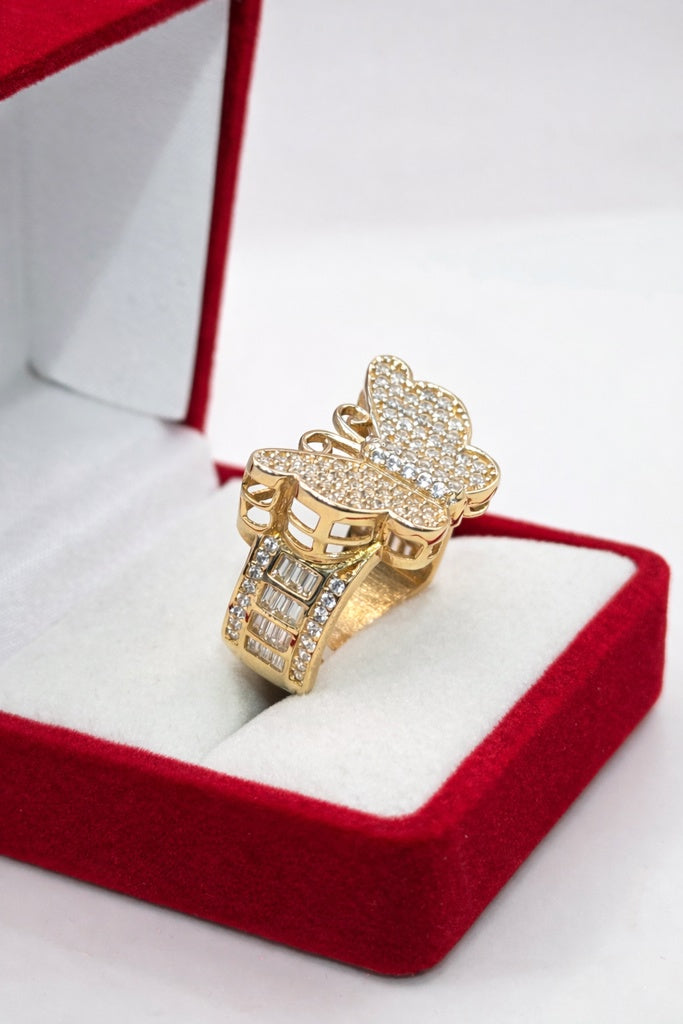 10K MODERN CZ AND BAGUETTE DETAIL BUTTERFLY RING – 7 – JY Jewelry Wholesale