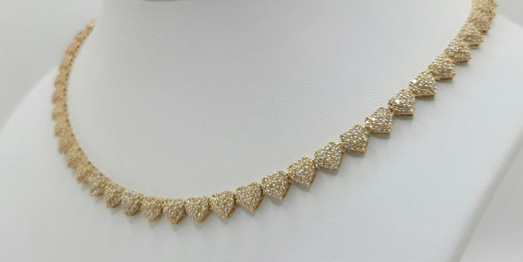 14K SMALL WHITE CZ HEARTS NECKLACE – 18" – JY Jewelry Wholesale