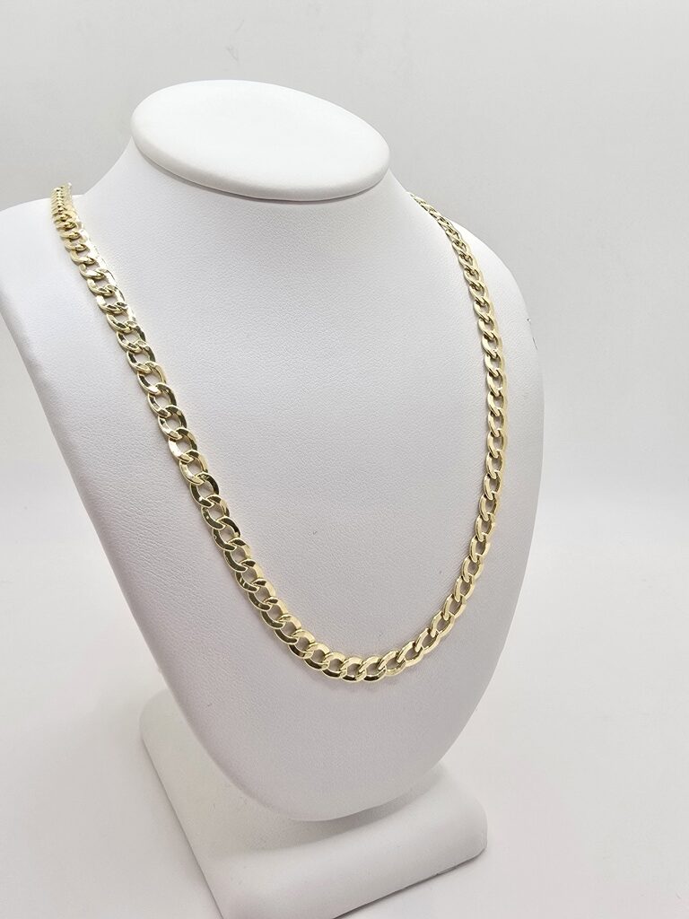10K HOLLOW CUBAN CURB FLAT CHAIN – 16" 4.5MM – JY Jewelry Wholesale
