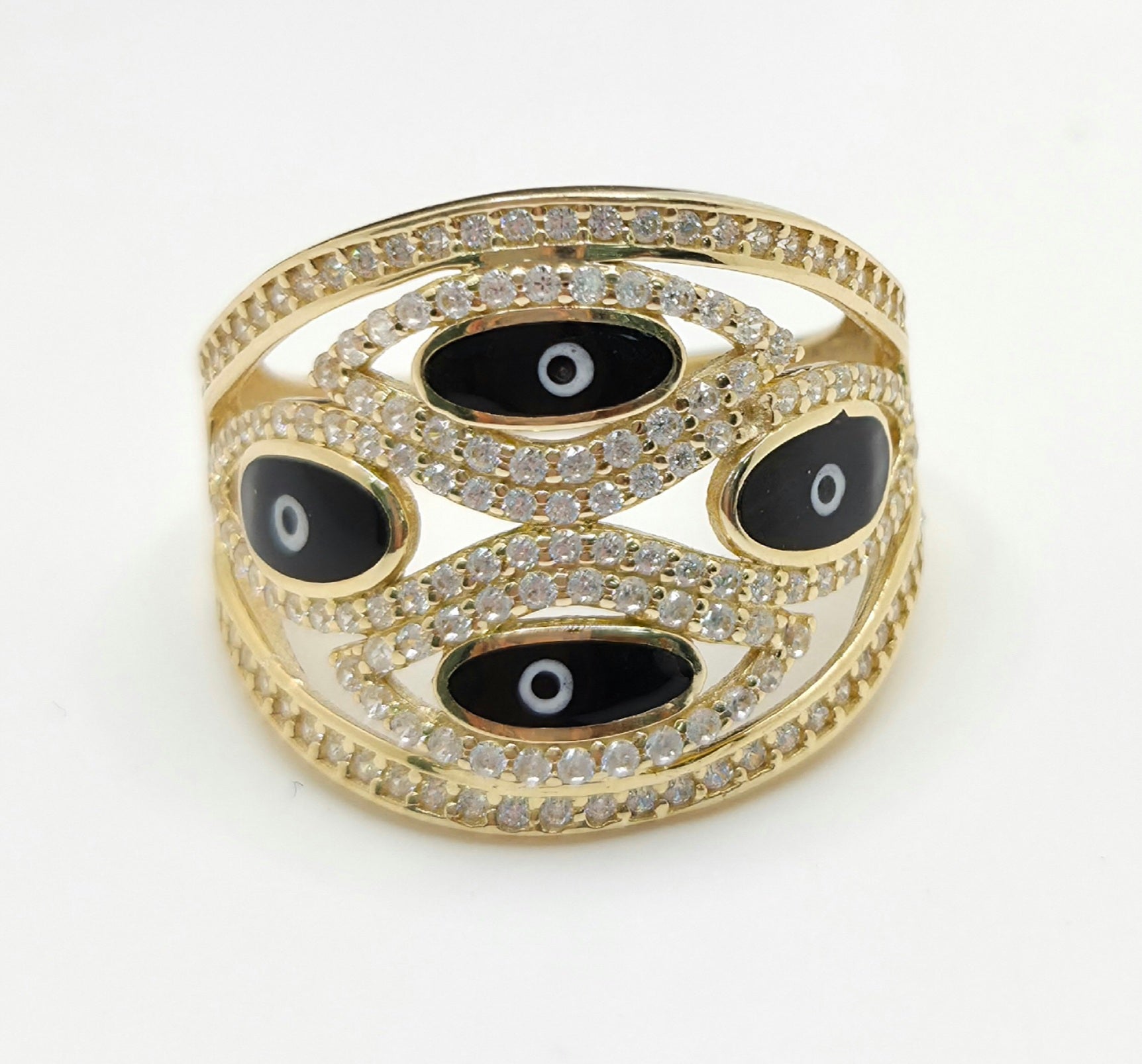 14K MODERN BLACK EYES RING – 8 – JY Jewelry Wholesale