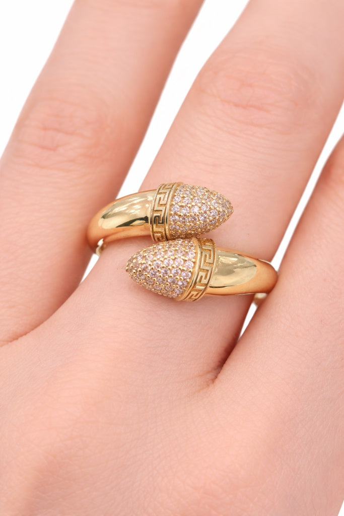 14K ELEGANT GREEK DETAIL AND CZ RING – 8.5 – JY Jewelry Wholesale