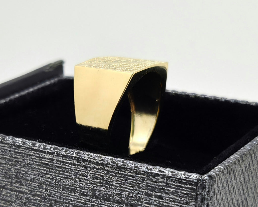 10K CZ ELEGANTE SQUARE SHAPE DIAGONAL DETAIL MEN'S RING – 10 – JY Jewelry Wholesale
