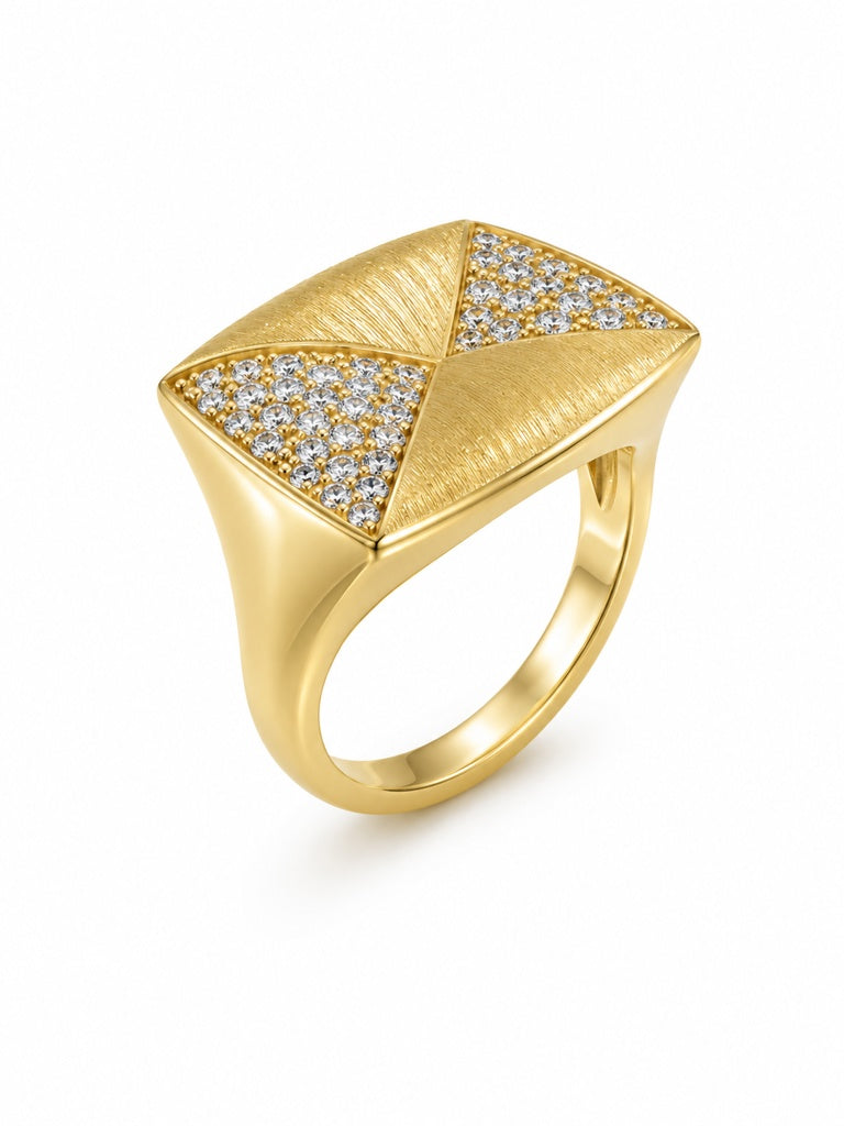 10K EXOTIC SQUARE CZ ANDNEVADO DESIGN WOMAN'S RING – 8-8.5 – JY Jewelry Wholesale