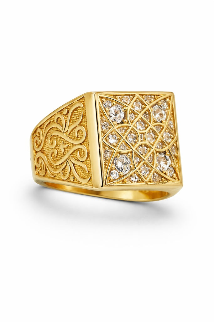 14K MEDIUM SQUARE ROSETTA MAN'S RING – 10 – JY Jewelry Wholesale
